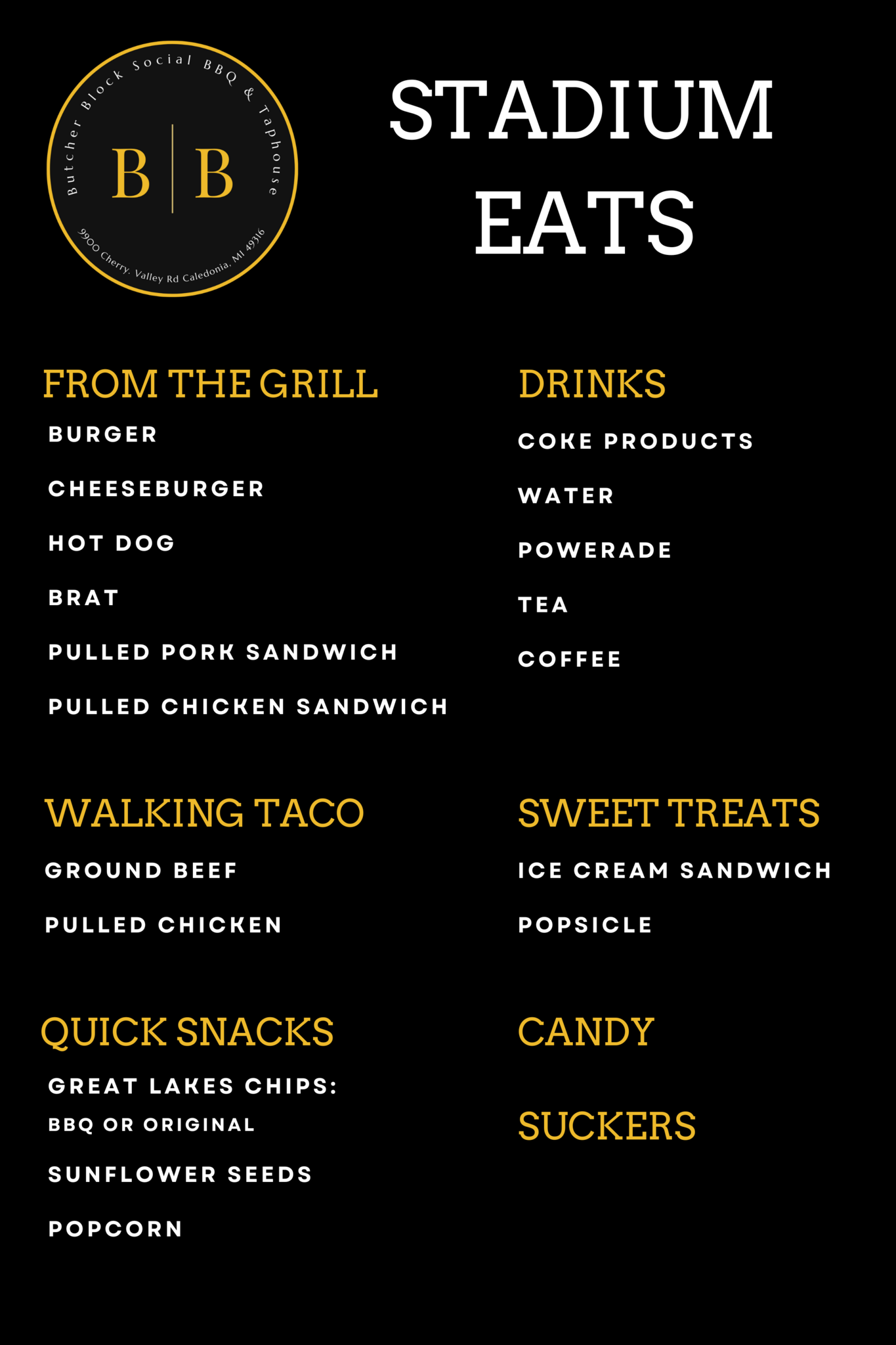 concessions menu